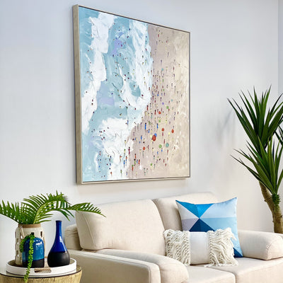 Beach Day Hand Painted Framed Wall Canvas