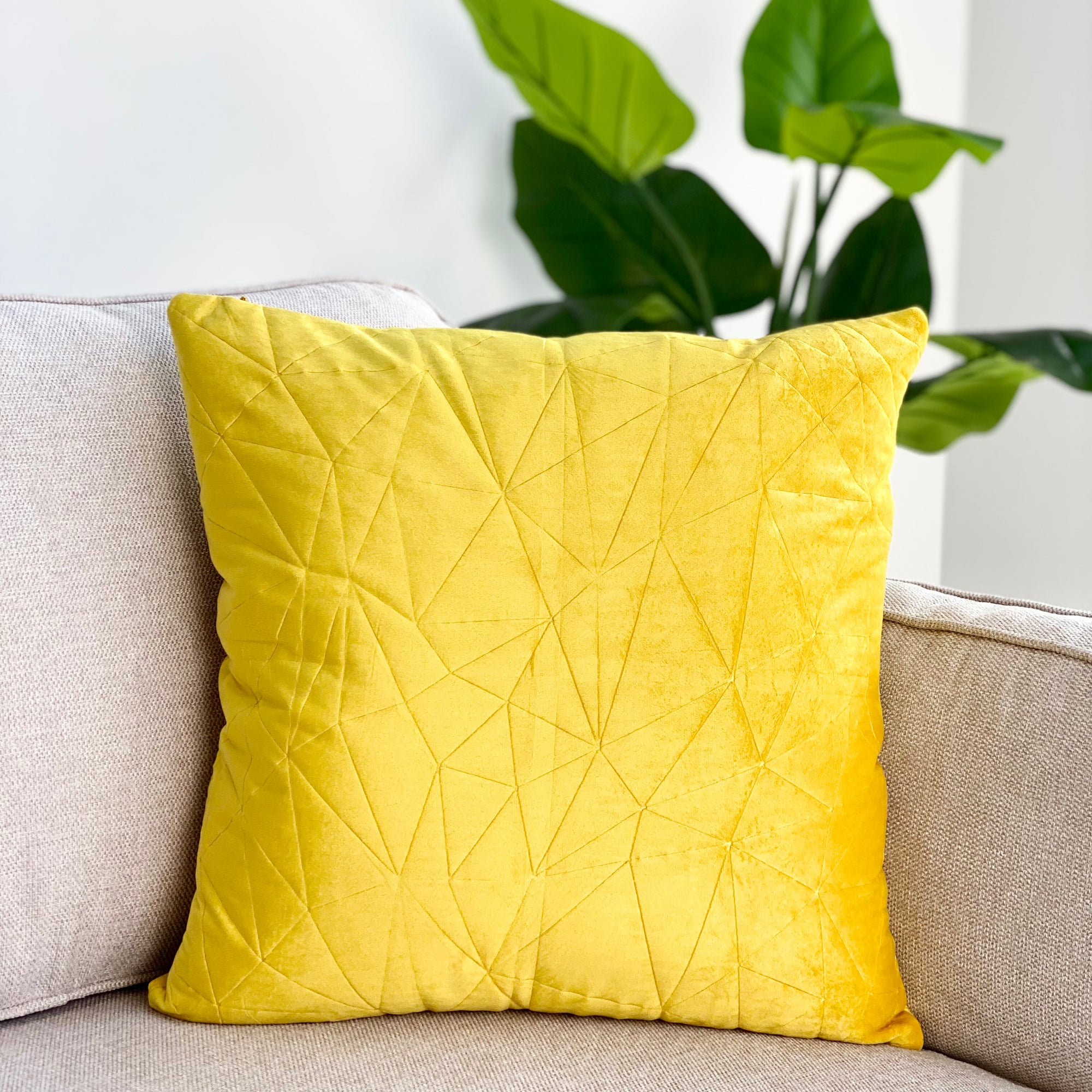 Triangle Quilted Yellow Pillow