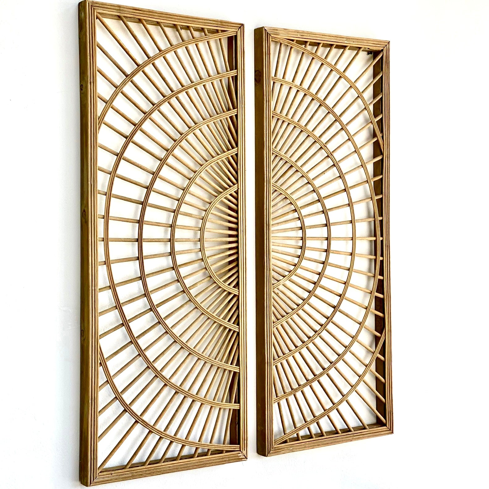 Rattan Circle Shape Wall Art Set