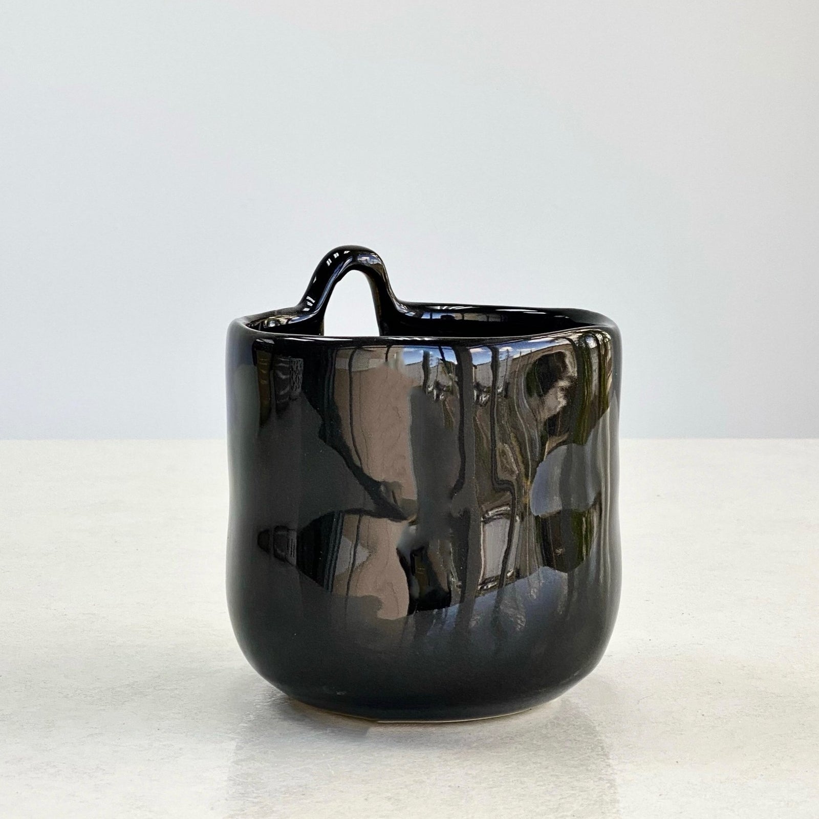 Wall Hanging Ceramic Black Vase