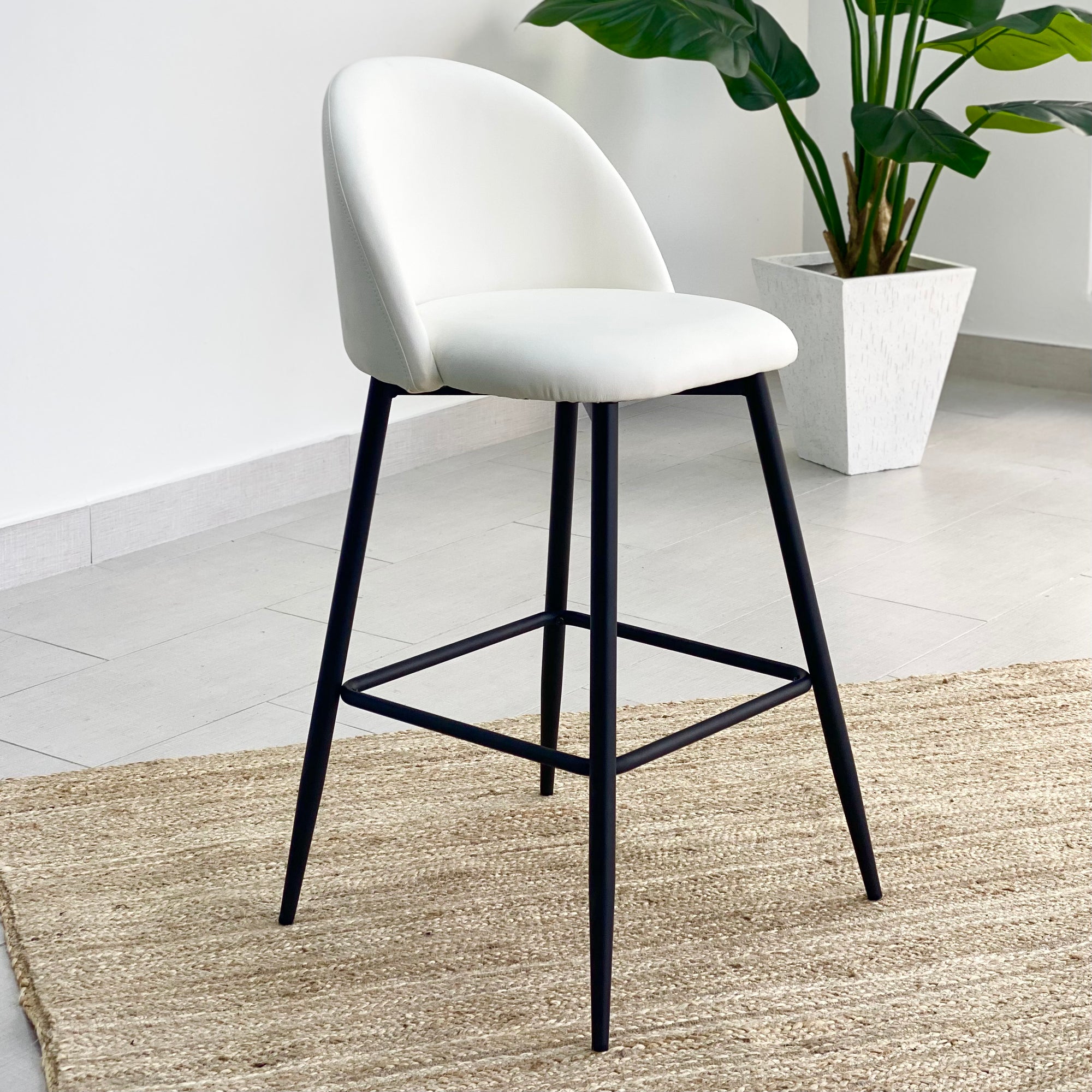 Archway White Faux Leather Stool