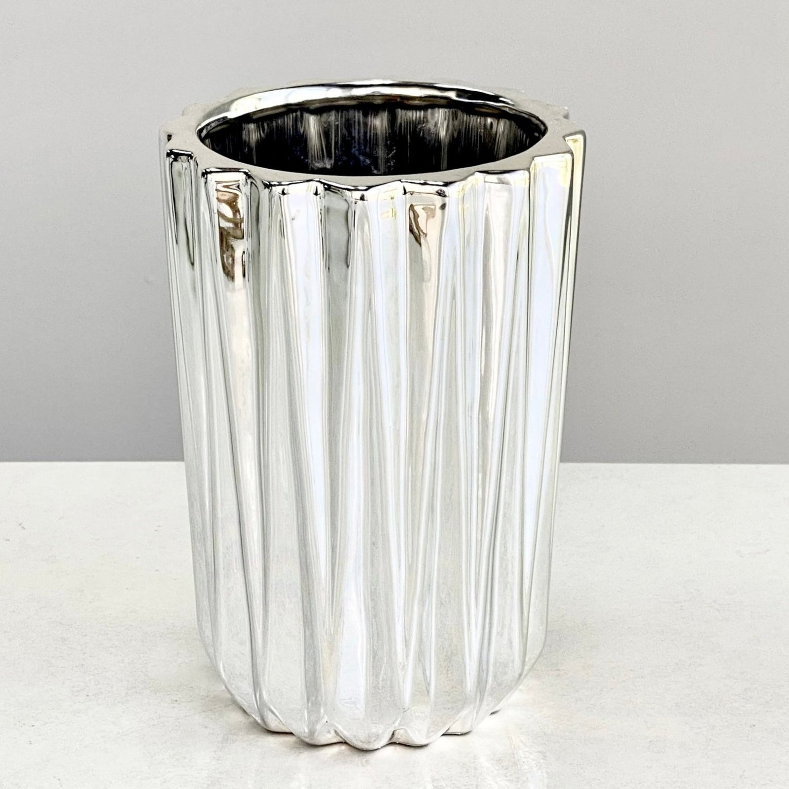 Porcelain Flower Vase Silver