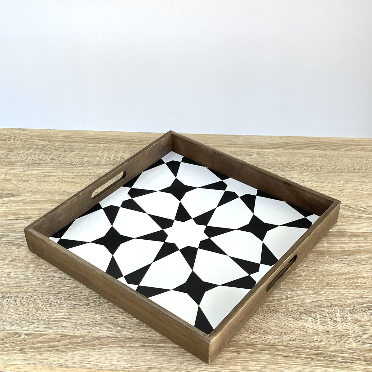 Sacred Geometry Pattern Stars Wooden Tray