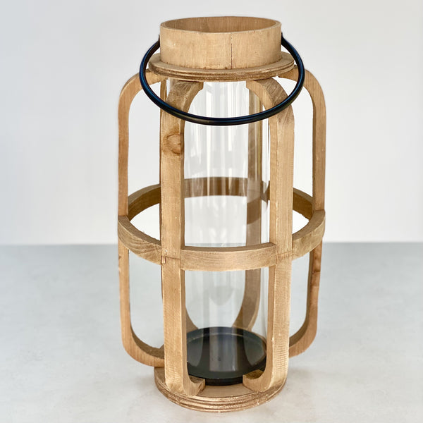 "Lumen" Wood Cylinder Lantern Decora Home