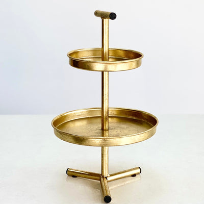 Metal Round Double Layer Golden Stand