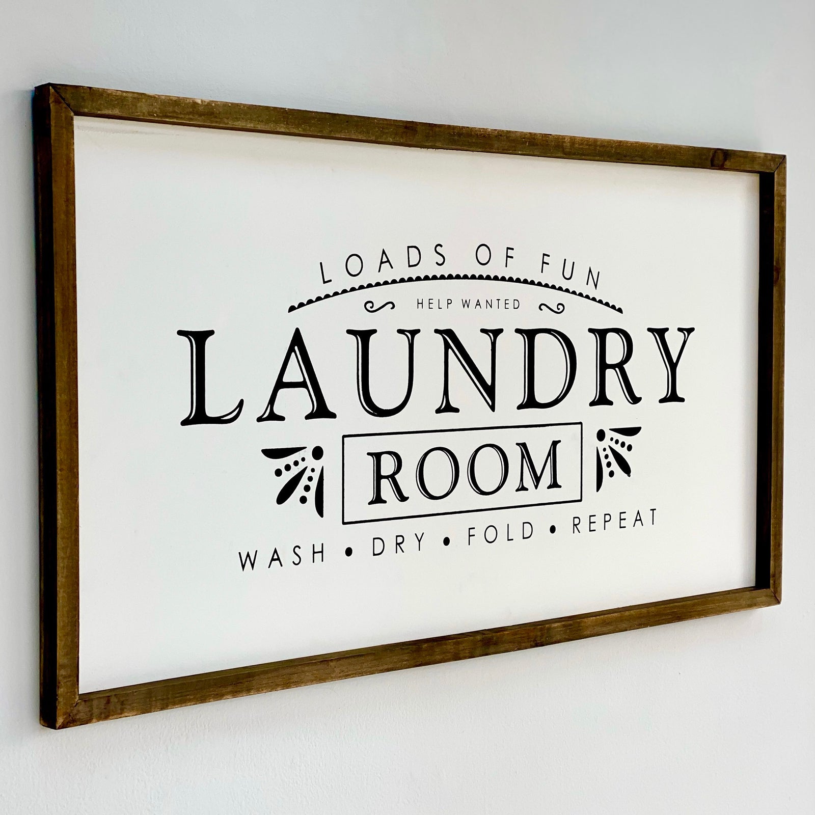 "Laundry Room" White Rectangle Wall Art