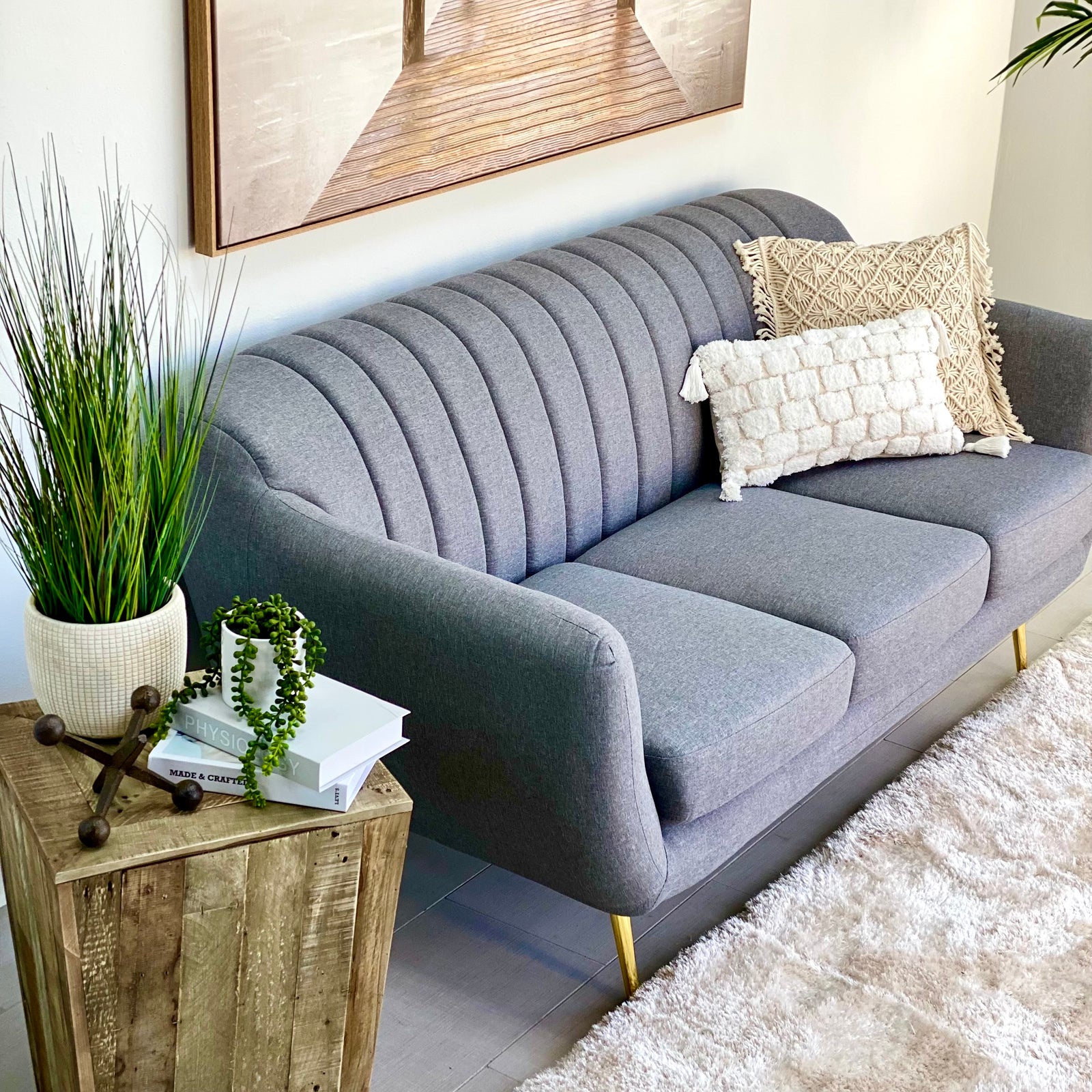 Harvest Gray Sofa Golden Legs