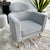Curved Pewter Gray Tweet Fabric Chair