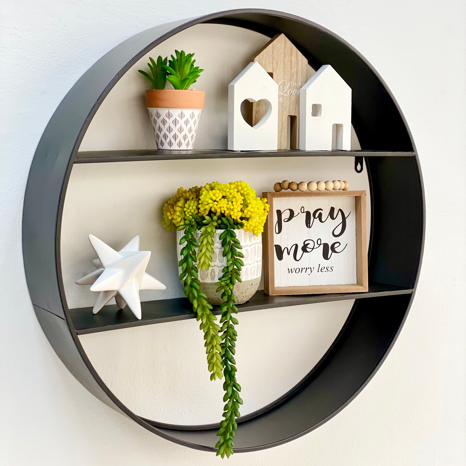 Black Metal Round Wall Shelf
