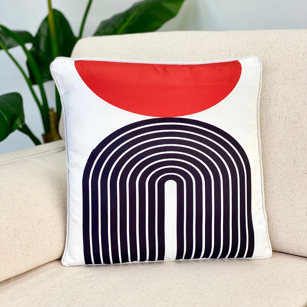 Sun Red Race Abstract Printed Pillow
