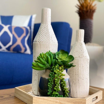 Small Round Gray Ceramic Vase