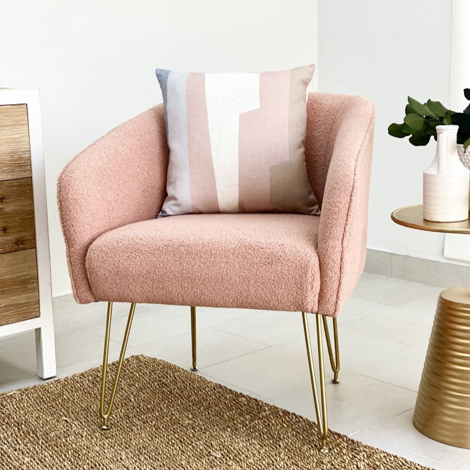 Pink accent chair online with gold legs